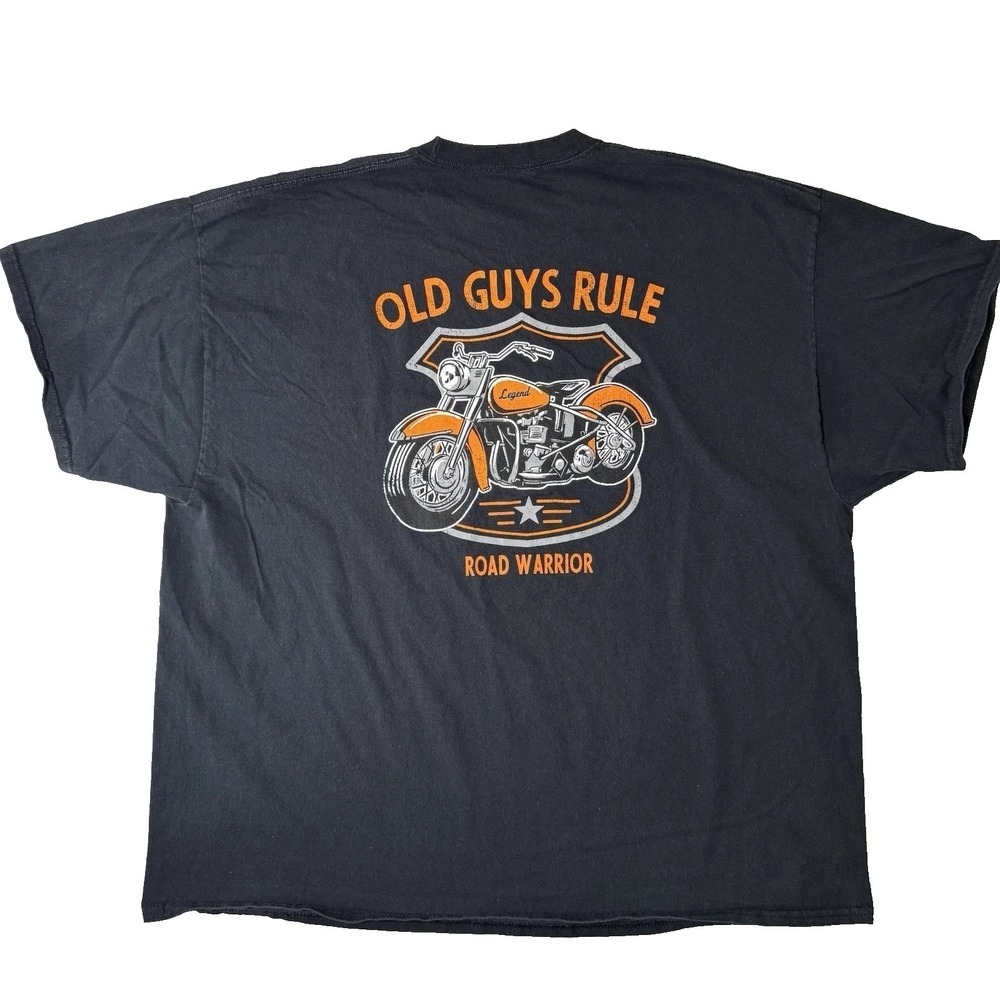 Old Guys Rule Men's T‎ Shirt 3XL Black Motorcycle Graphic Road Warrior